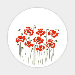 RED POPPY FLOWERS AND BUDS Magnet